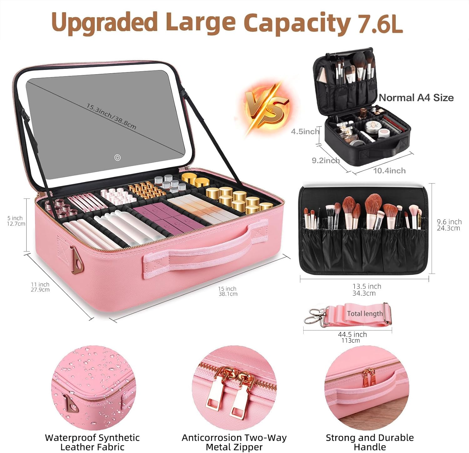 حقيبة مكياج كبيرة السعة 15''×1 - مراجعة Beauty Makeup Case وسعره